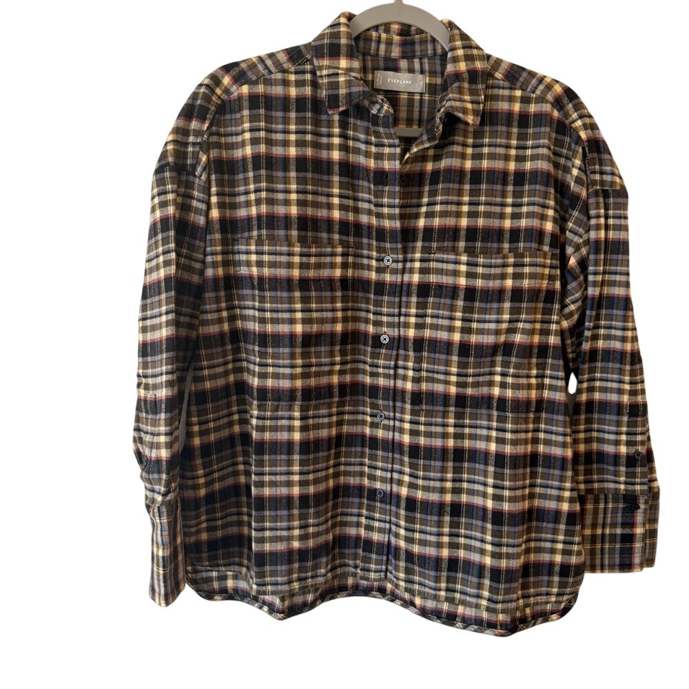 Everlane Women's Boxy Beech Plaid Flannel‎ Shirt Size S Button Relaxed Reg $98 - Picture 5 of 15